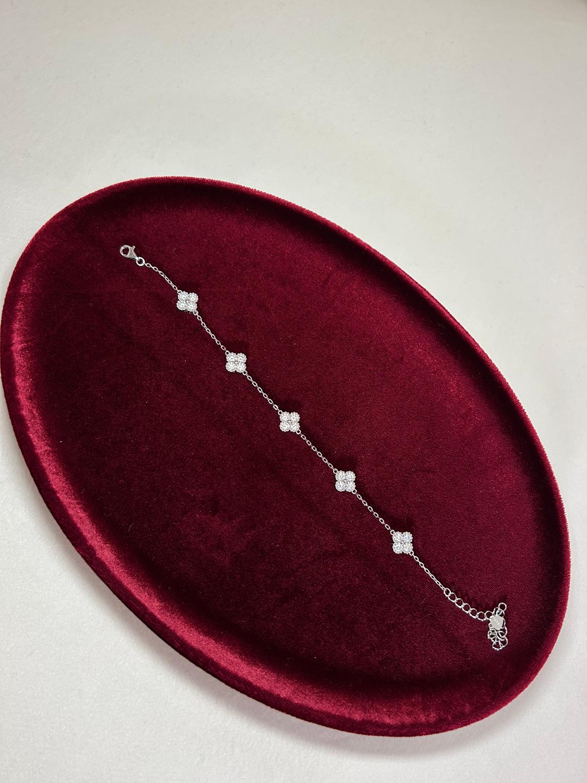 Bracelet 5 trèfles - Moissanite